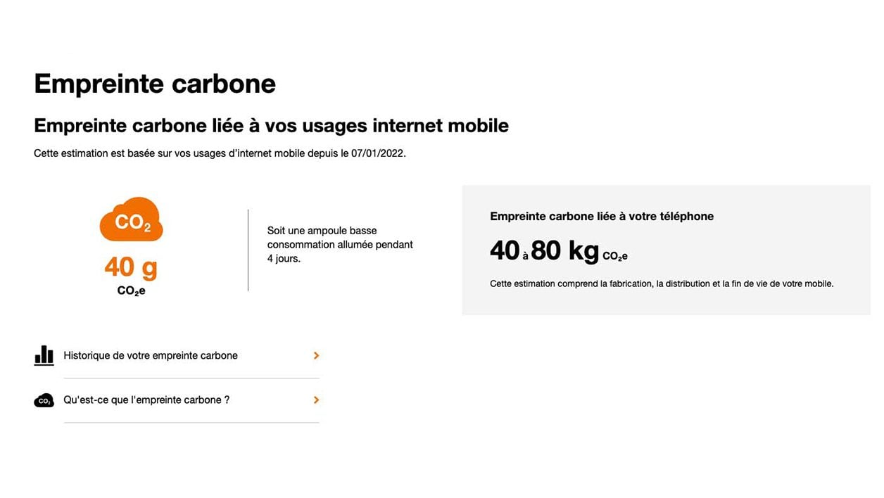 Empreinte carbone liée à vos usages internet mobile
